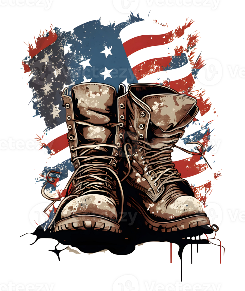 Veteran boots patriotic 4th of July watercolor, png