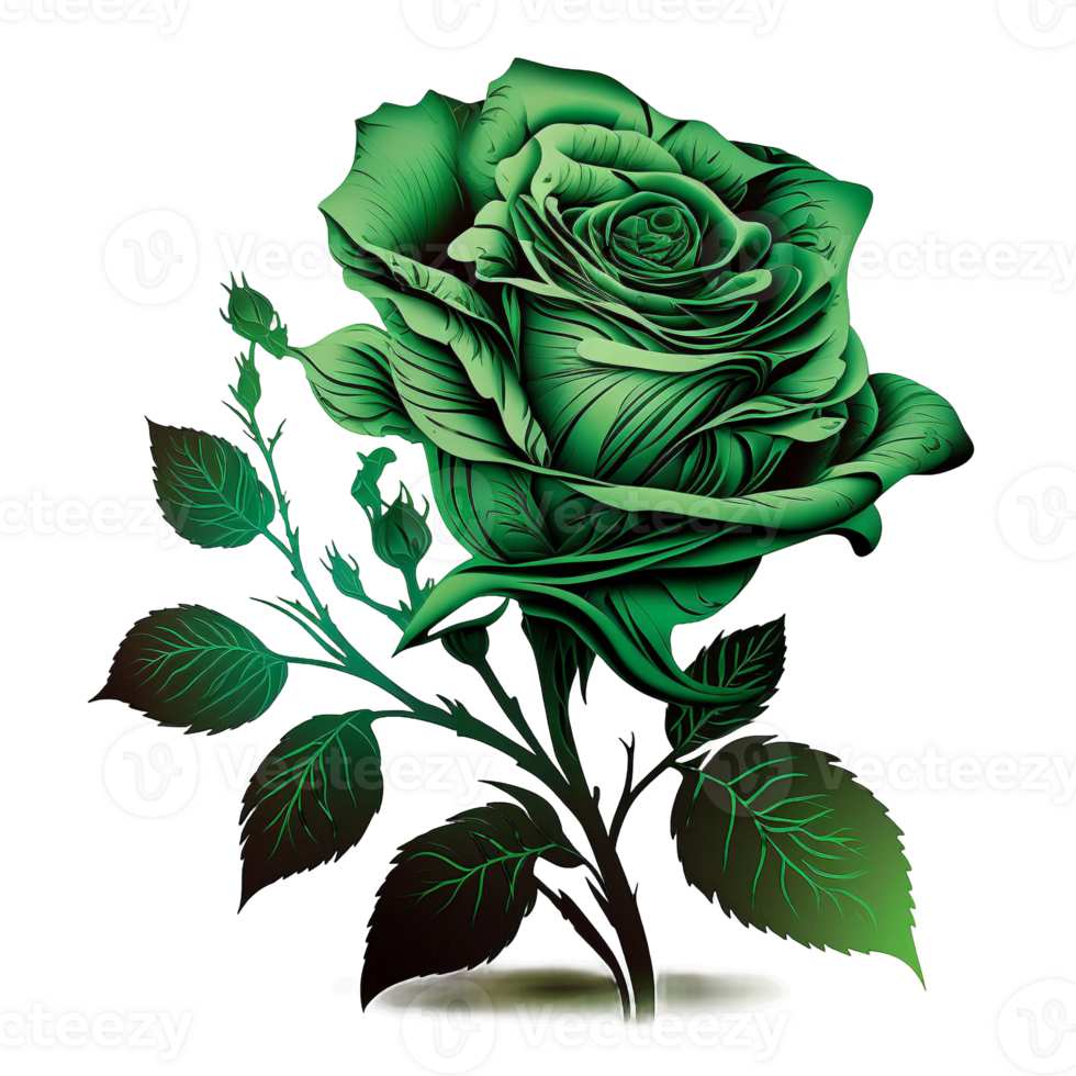 vert Rose aquarelle illustration, ai génératif png