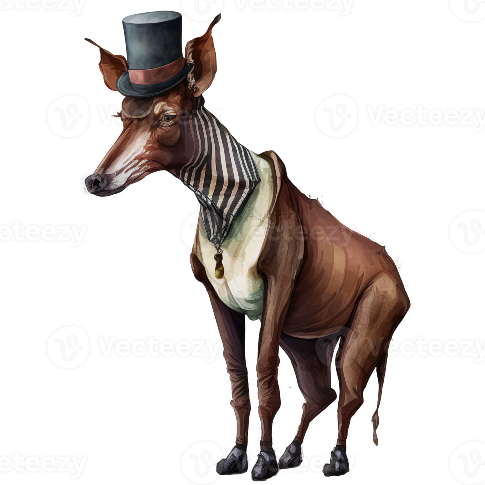 Okapi animal watercolor art, png