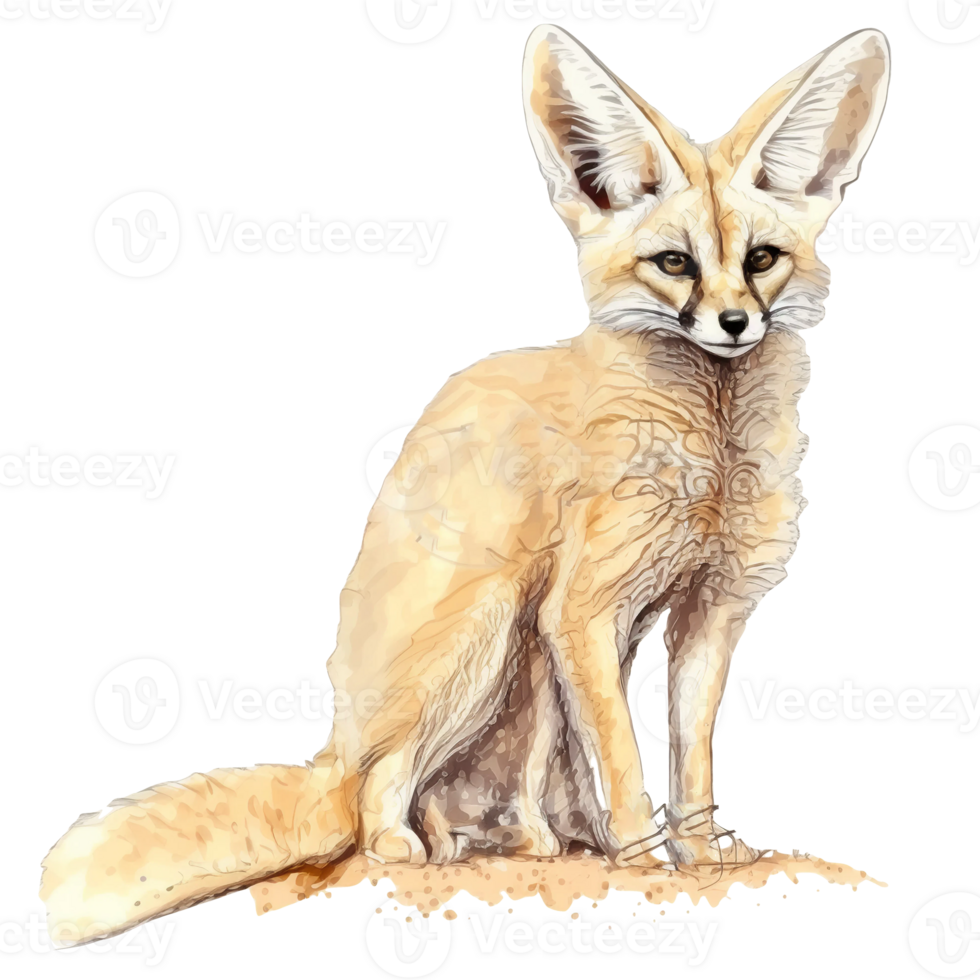 Fennec Fox watercolor illustration, png