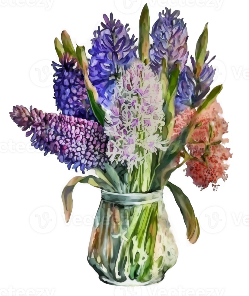 jacinto flor dentro uma vaso aquarela, ai generativo png