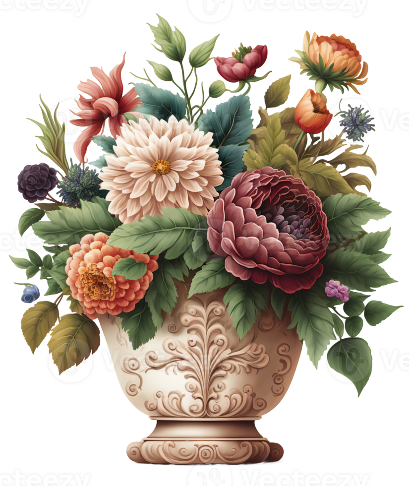 watercolor flower vase, AI Generative 23954725 PNG