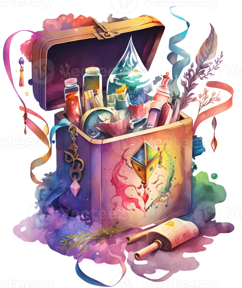 Jewelry treasure box, magical fantasy world element, png