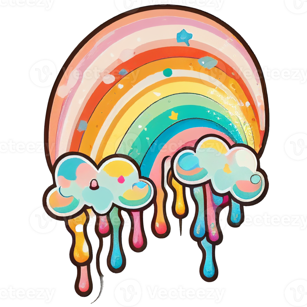 kawaii retro rianbow, png