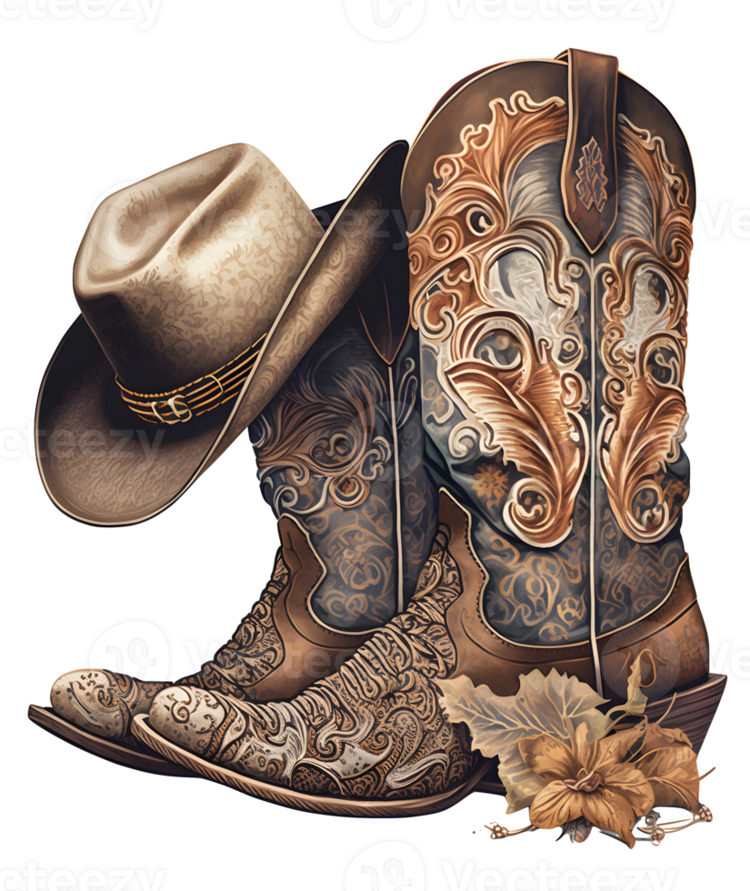 Western Cowboy Stiefel Aquarell, ai generativ png