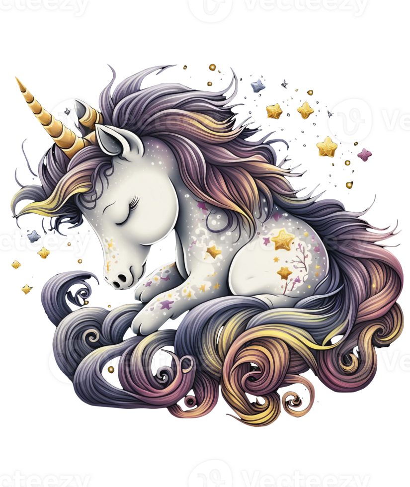 Cute Unicorn fantasy animal art, png