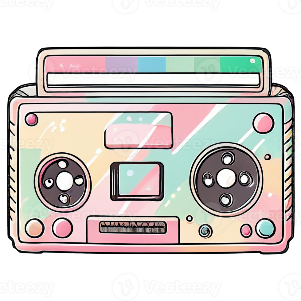 Vintage kawaii tape, nostalgic 80s sticker, png