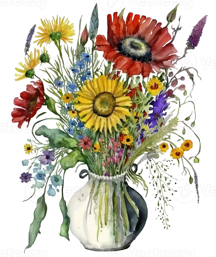 Aquarell Frühling Blumen, ai generativ png