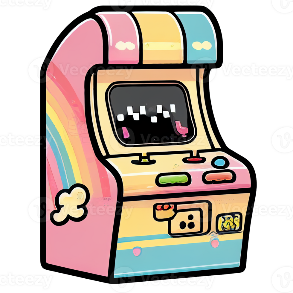 Classic arcade game, vintage 80s sticker, png