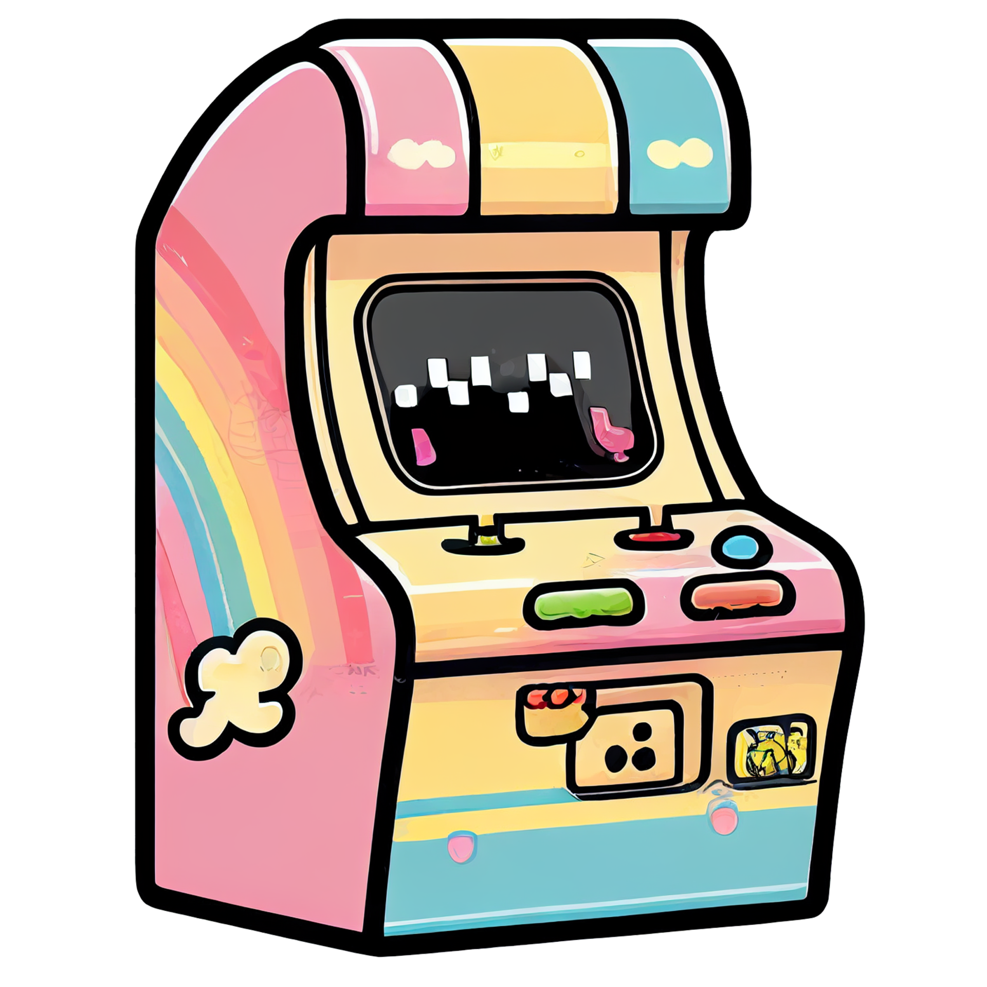 Classic Arcade Game Vintage 80s Sticker 23954902 PNG