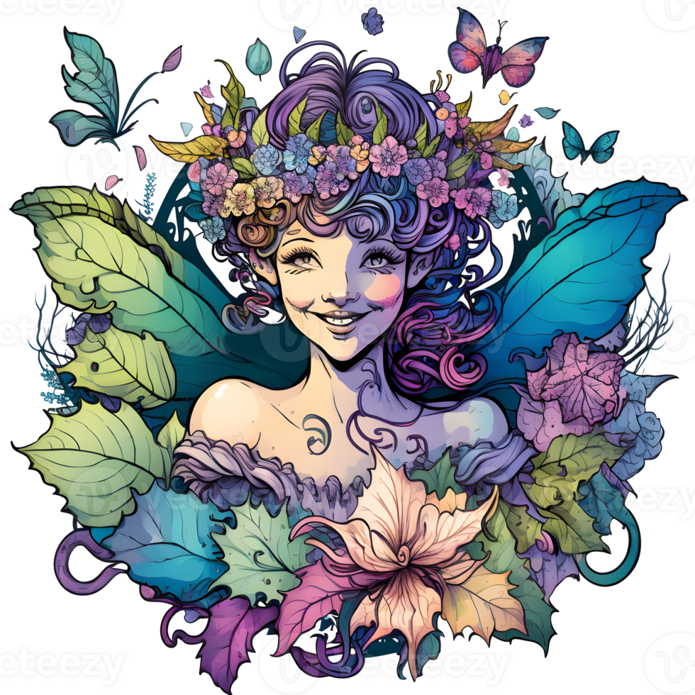 Vintage Spring Fairy Floral Vibes Watercolor Clipart, png