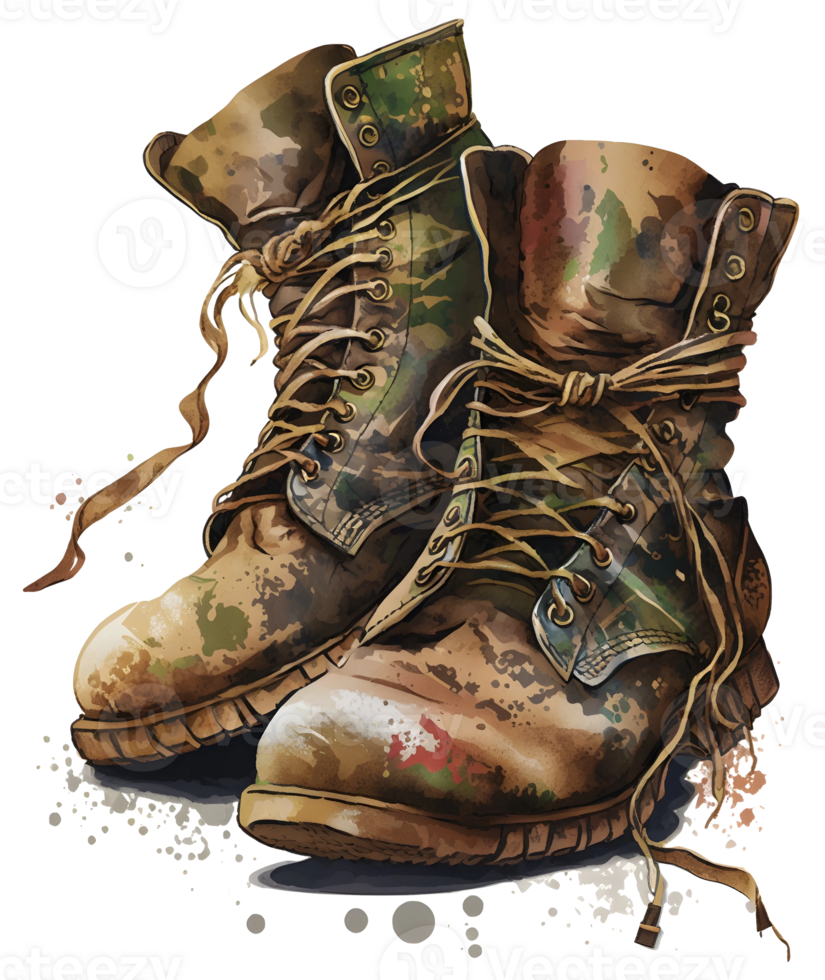 Veteran boots patriotic 4th of July watercolor, png