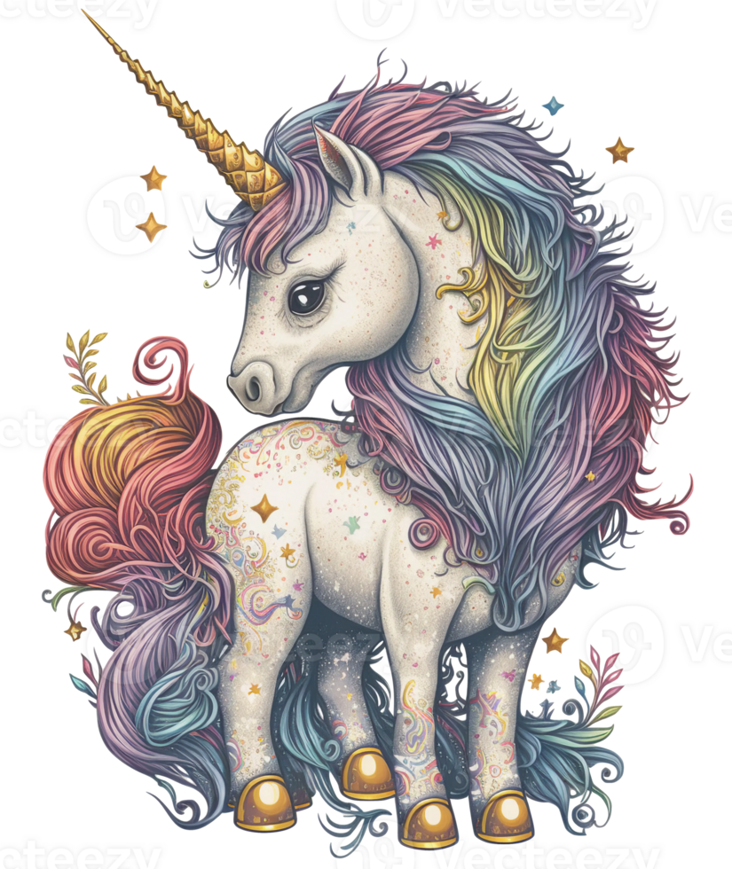 Cute Unicorn fantasy animal art, png