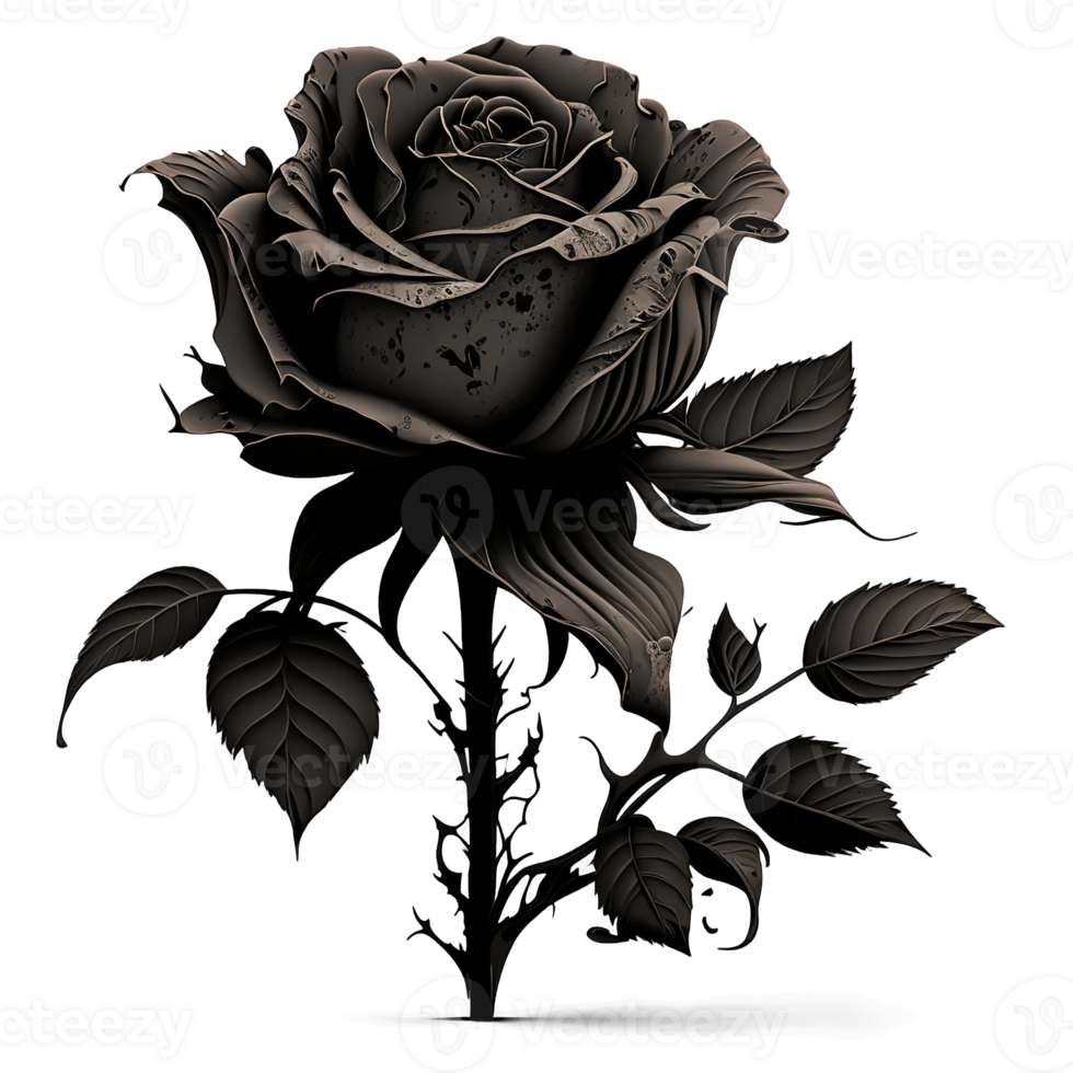 Black rose sublimation watercolor clipart, png