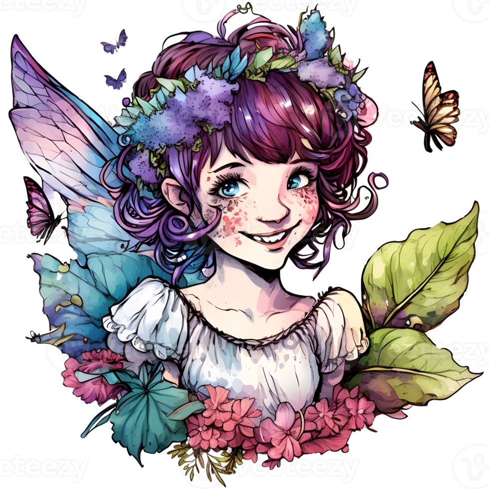 Vintage Spring Fairy Floral Vibes Watercolor Clipart, png