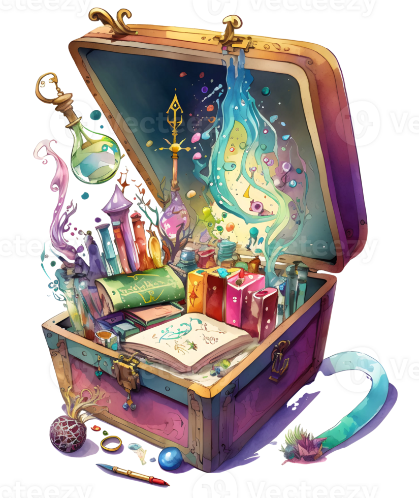 Jewelry treasure box, magical fantasy world element, Generative png