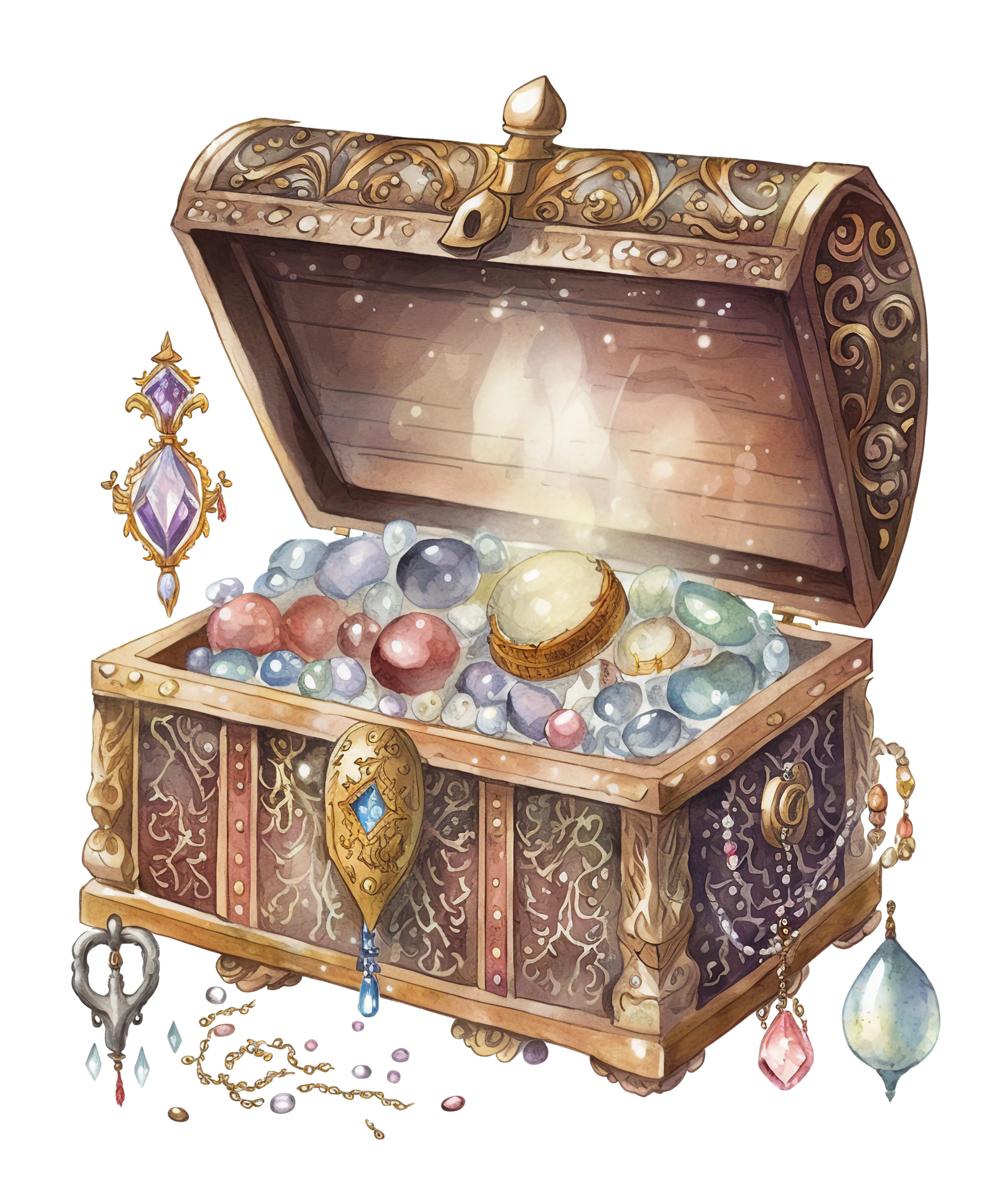 treasure chest with jewelry isolated, AI Generative 23954978 PNG