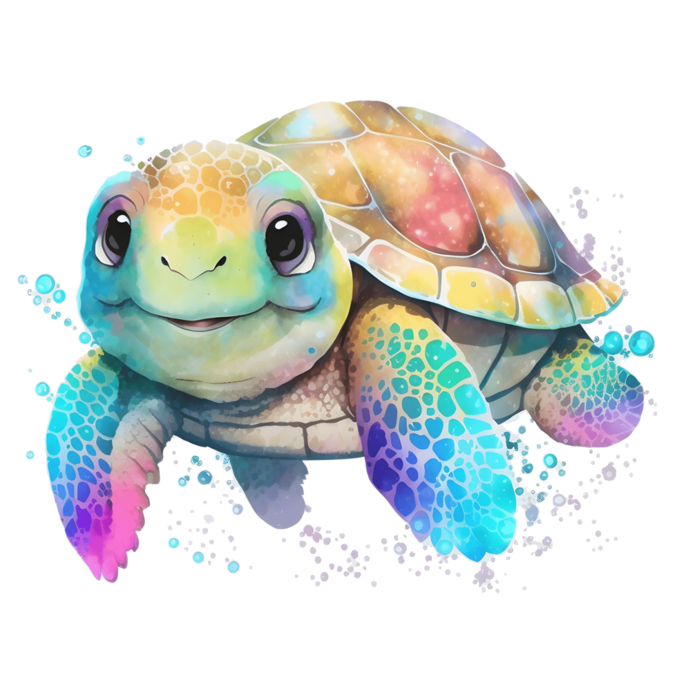 aquarelle bébé tortue, ai génératif png