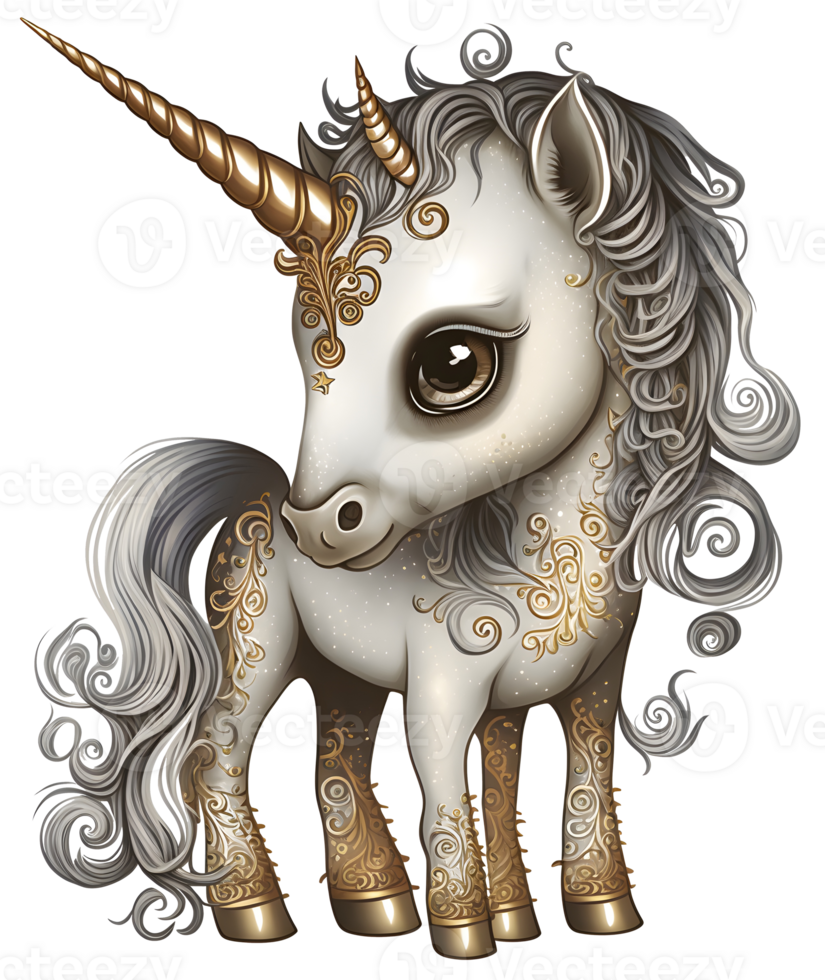 Ornamental Unicorn isolated, png