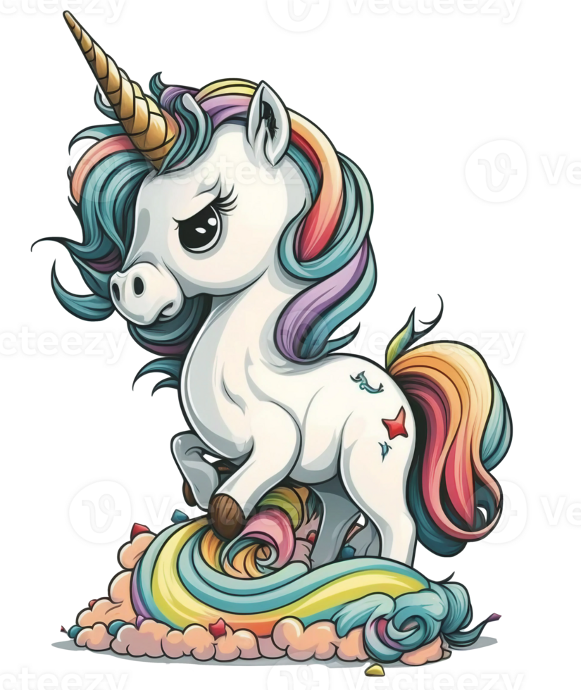 Cute Unicorn fantasy animal art, png