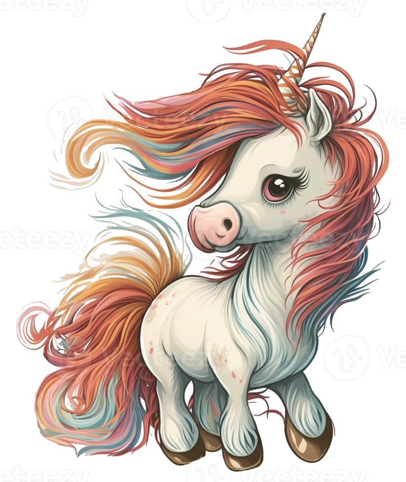 Cute Unicorn fantasy animal art, png