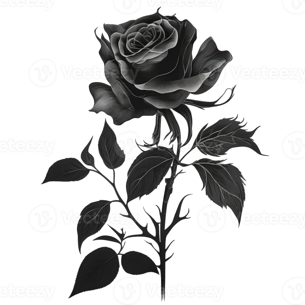 Black rose sublimation watercolor clipart, png