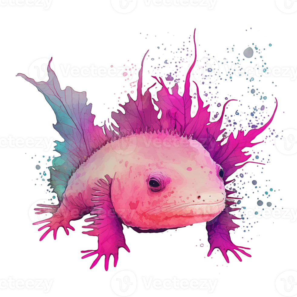 Axolotl watercolor illustration, png