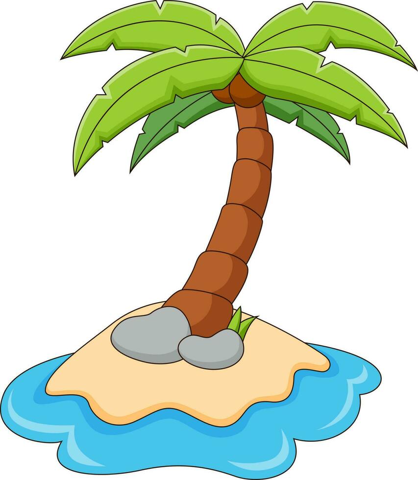 Cartoon illustration of small island with coconut trees vector