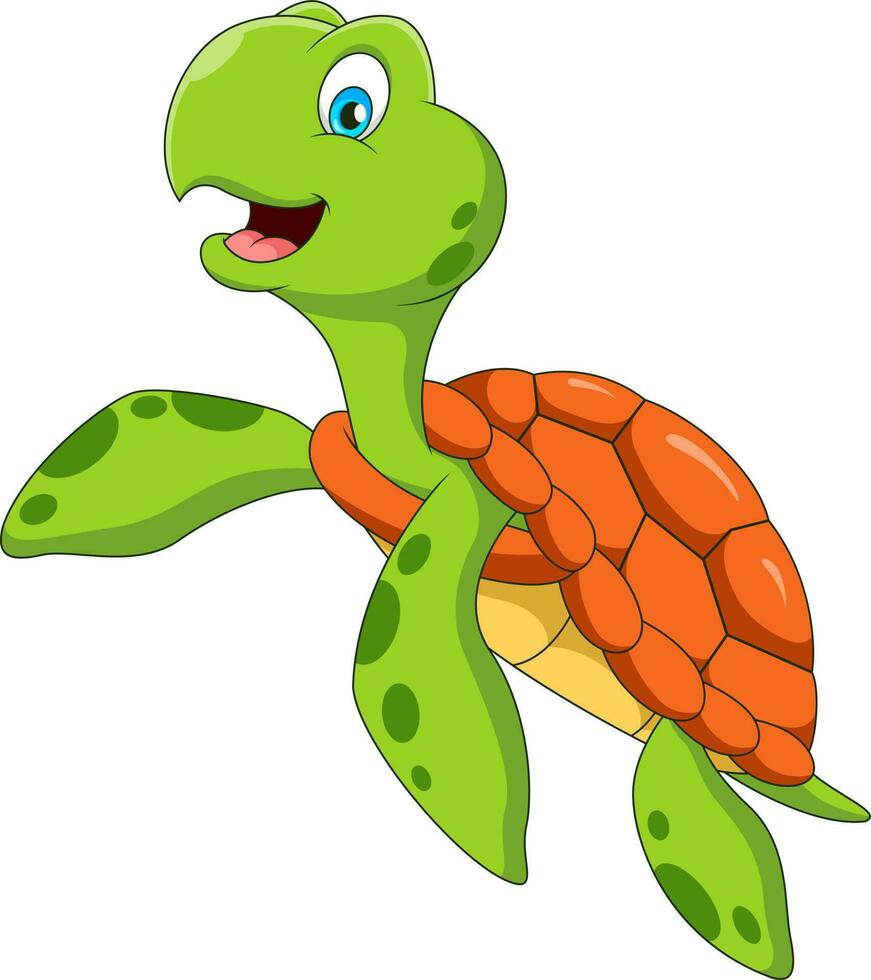 Cute turtle mascot cartoon waving 23955104 Vector Art at Vecteezy