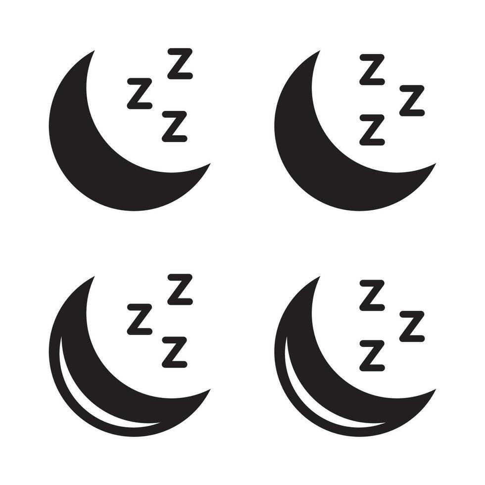 Luna dormir descanso icono conjunto aislado vector ilustración.