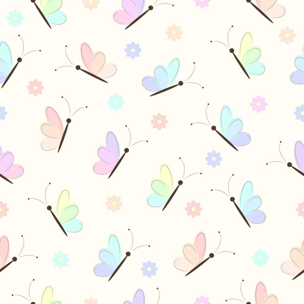 Seamless pattern with butterflies and flowers. vector