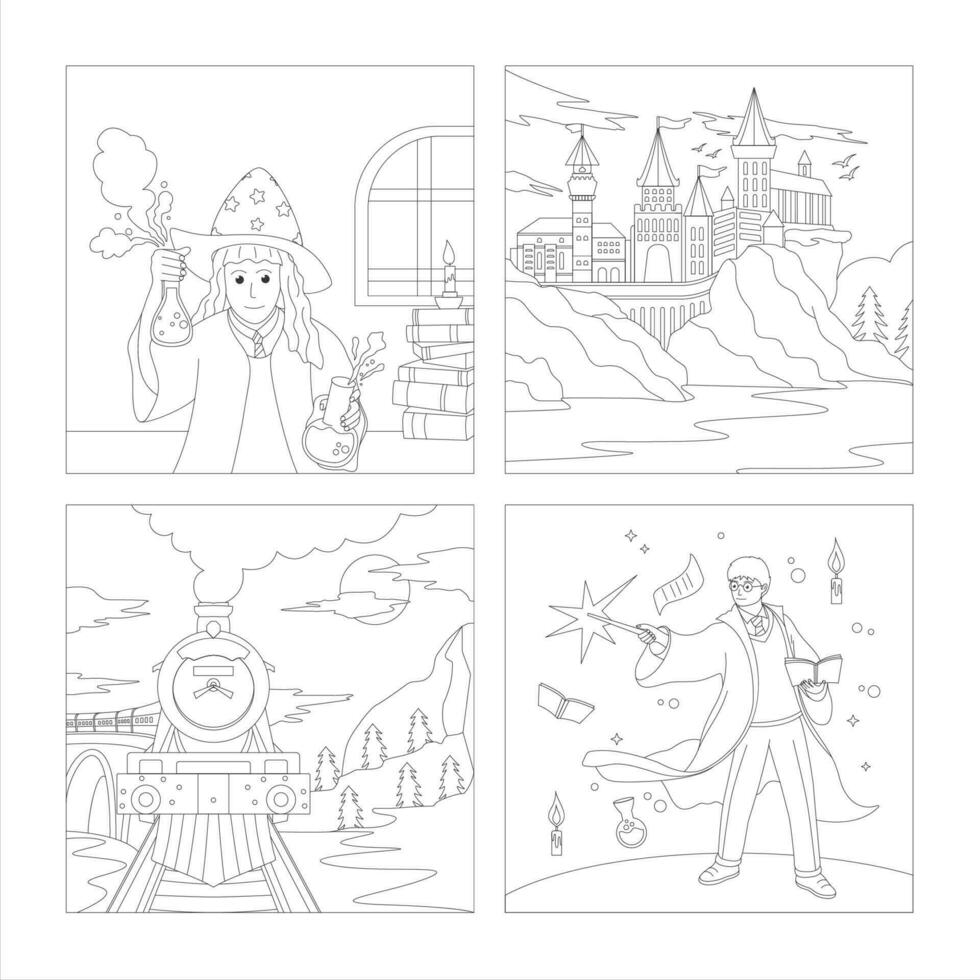 Wizard Themed Picture Book for Children vector