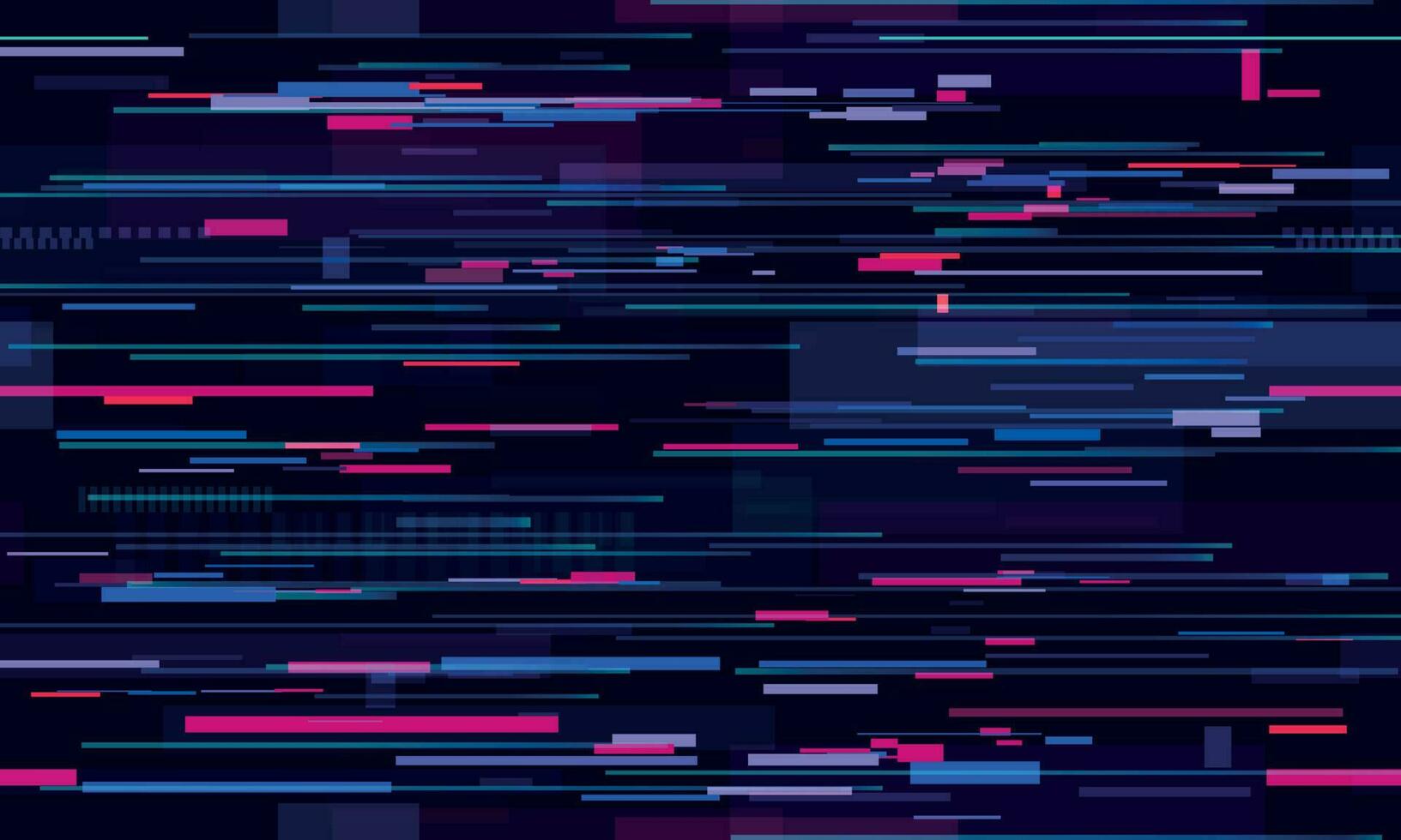 Futuristic neon glitch background. Glitched nightlife tech lines, street light motion and technology seamless pattern vector design