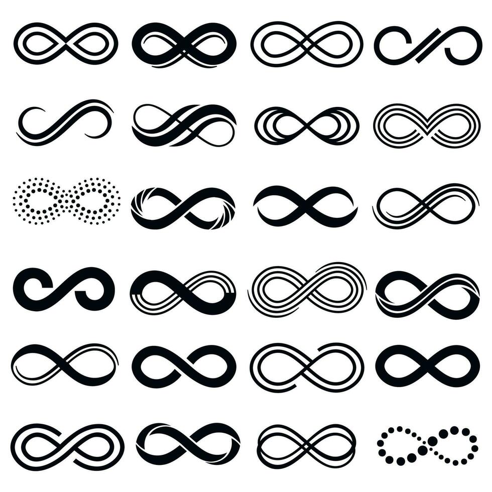 infinito símbolo. infinito repetición, ilimitado contorno y interminable aislado vector símbolos conjunto