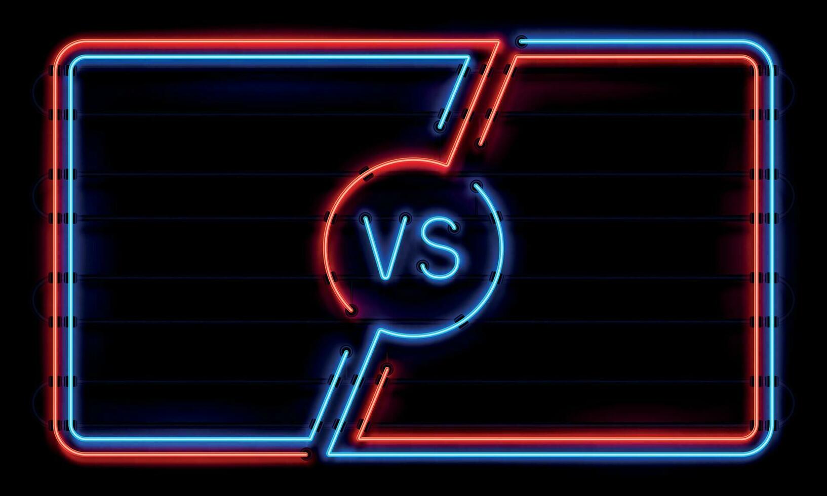 Versus neon frame. Sport battle glowing lines banner, VS duel sign. Sports fight team frames vector background