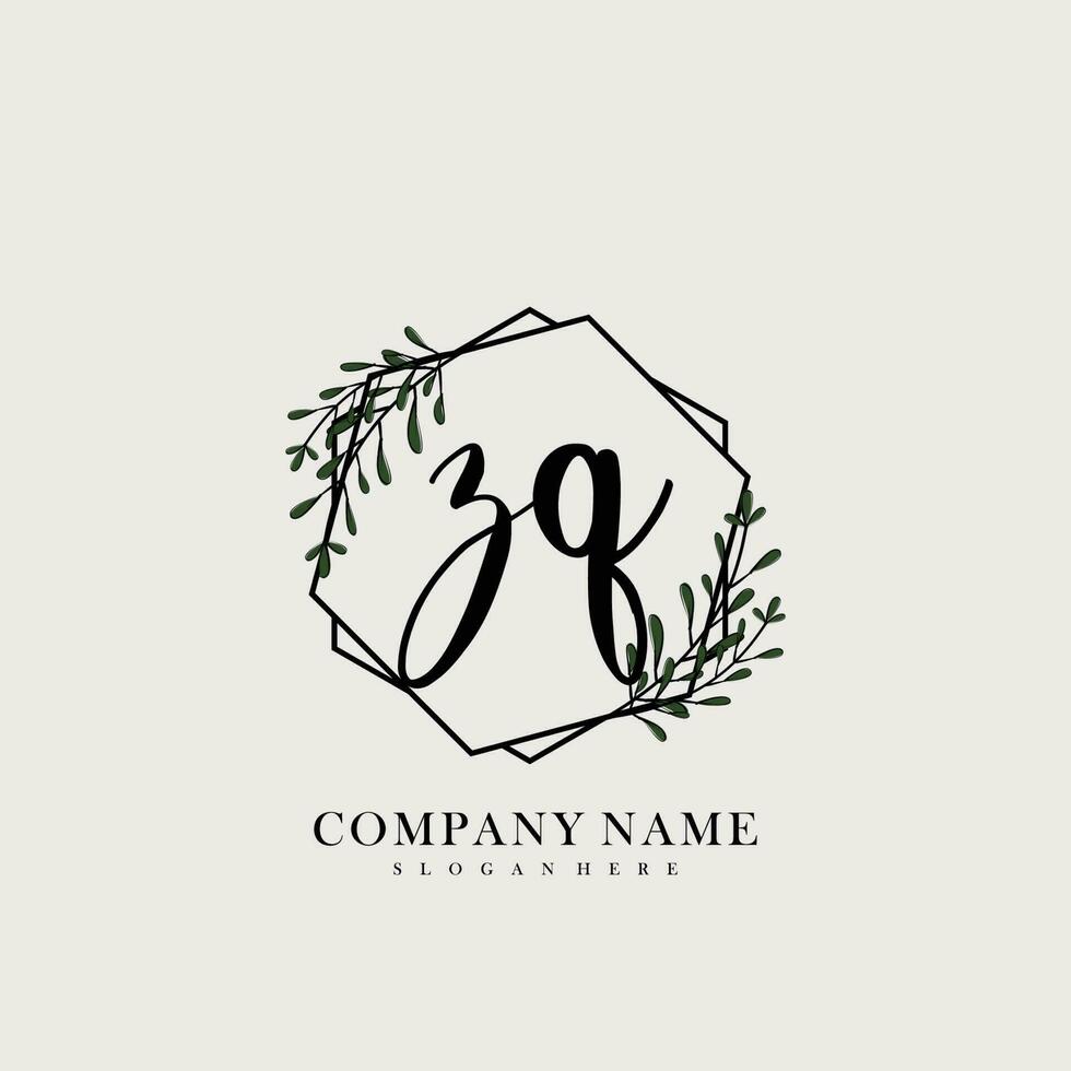 ZQ Initial beauty floral logo template vector