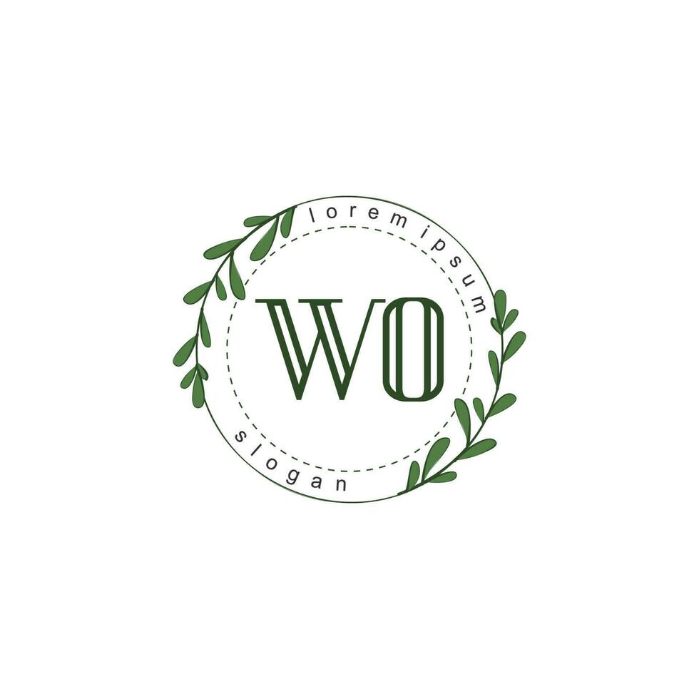 wo inicial belleza floral logo modelo vector