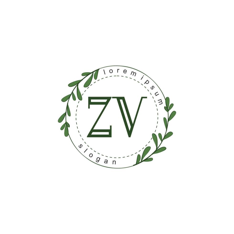 ZV Initial beauty floral logo template vector