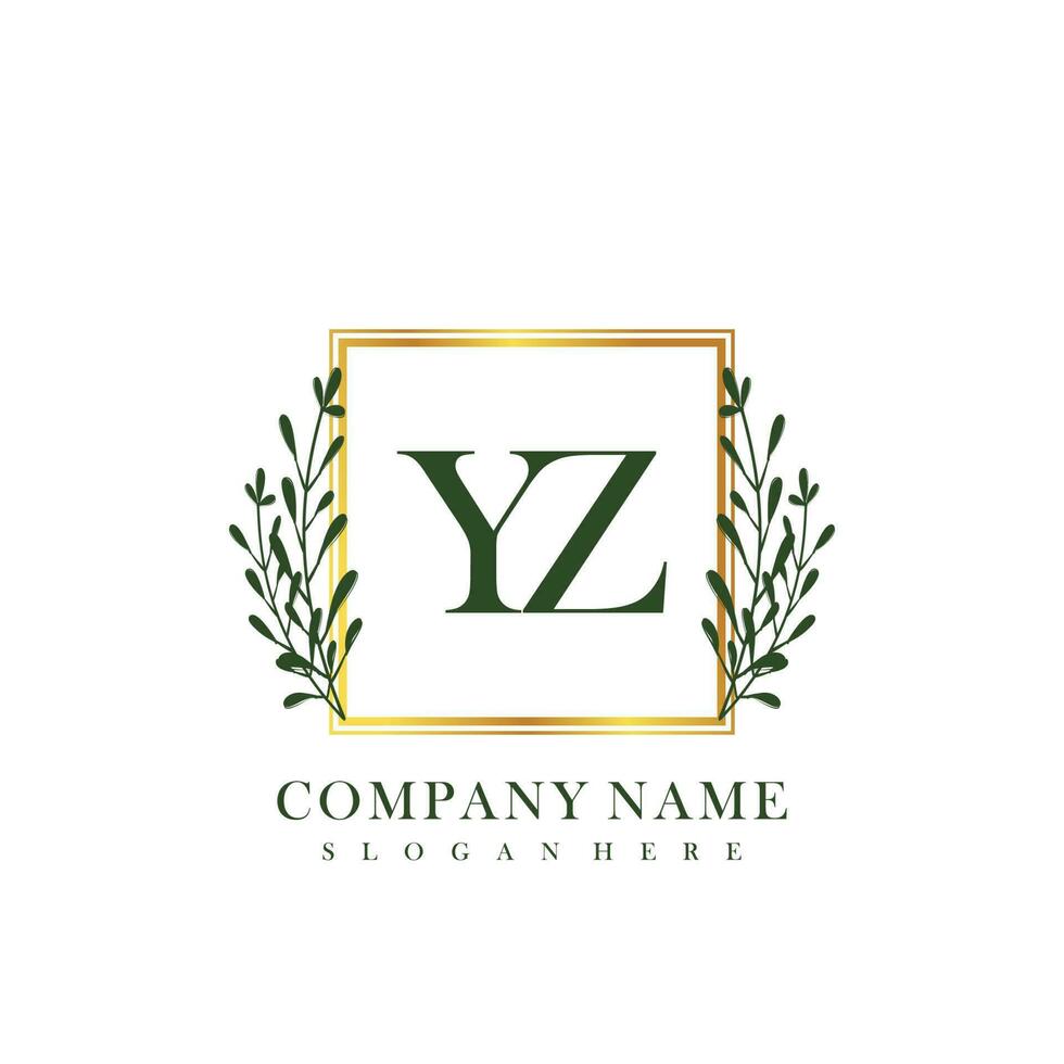 YZ Initial beauty floral logo template vector