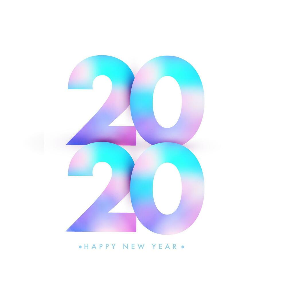 Gradient 2020 Font in Abstract Square Pattern on White Background for Happy New Year. Can be used as greeting card or poster design. vector