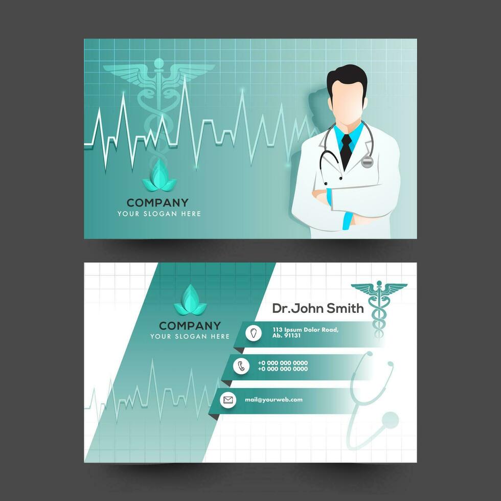 frente y espalda ver de negocio tarjeta o horizontal modelo diseño con médico para cuidado de la salud. vector