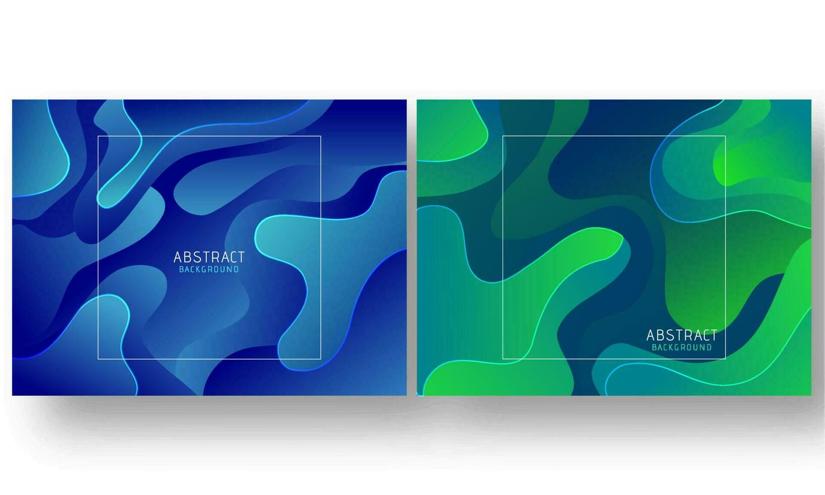 Green and blue liquid flow or fluid art abstract background in paper cut style. vector