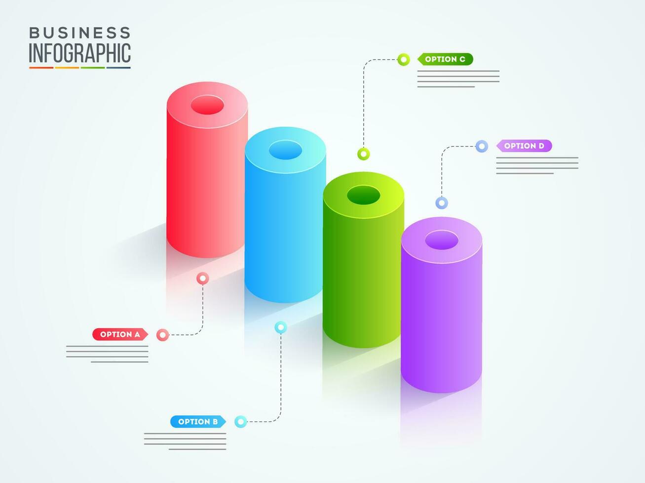 3D colorful column infographic chart with four option on white background for Business or corporate sector. vector