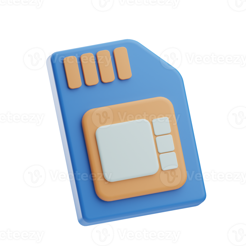 Technology sim card 3d illustration png