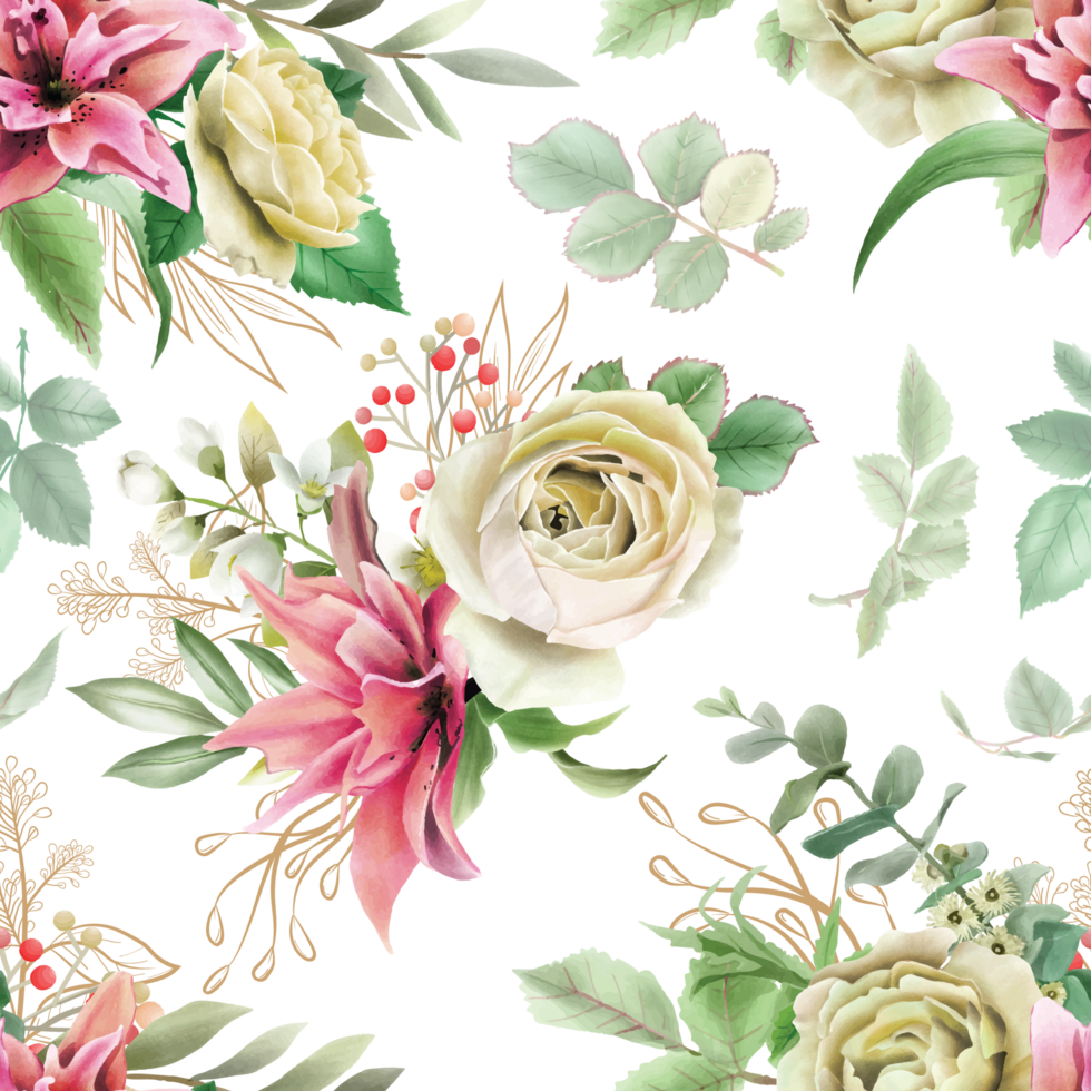 beautiful floral seamless pattern png