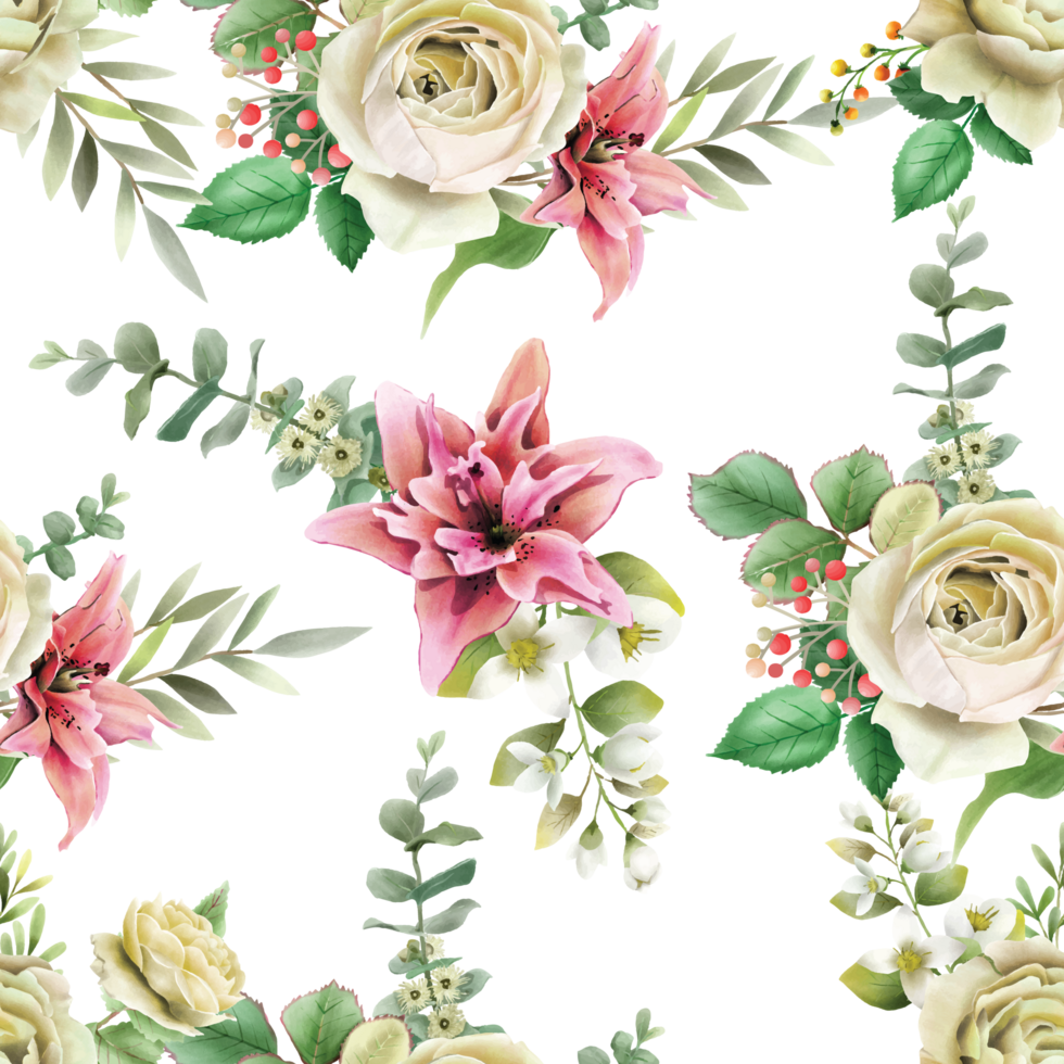 beautiful floral seamless pattern png