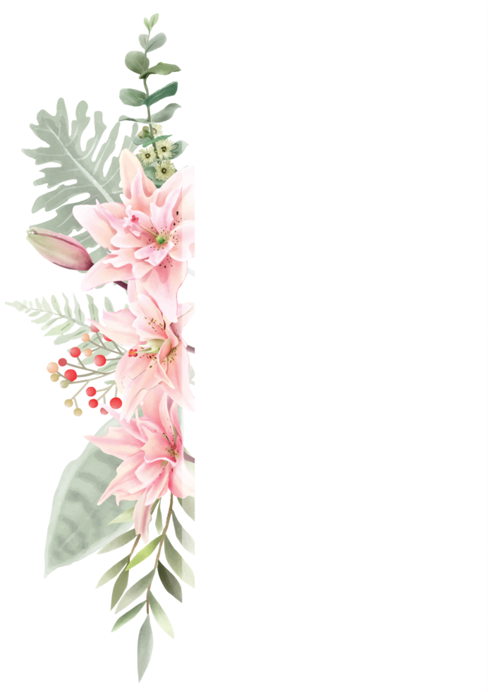 romantische Hochzeitseinladungskarte mit Blumen png