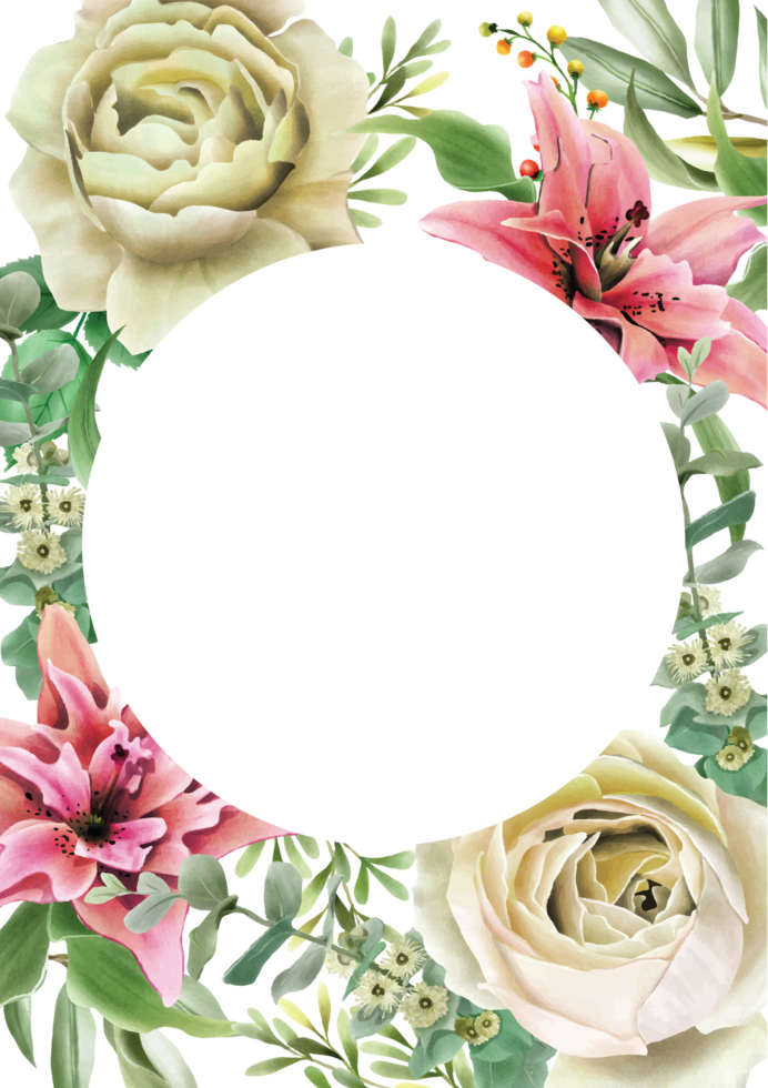beautiful floral wedding invitation card png