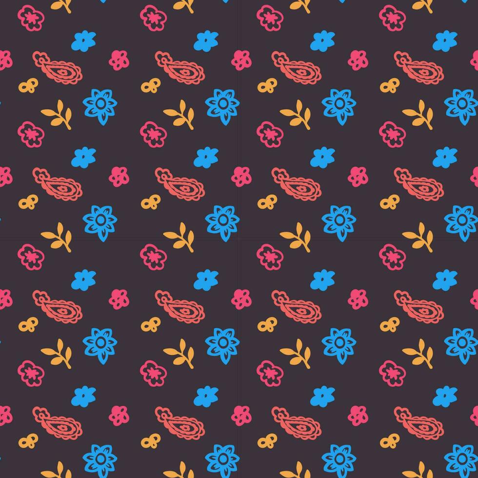 Blooming flowers and foliage, seamless pattern vector