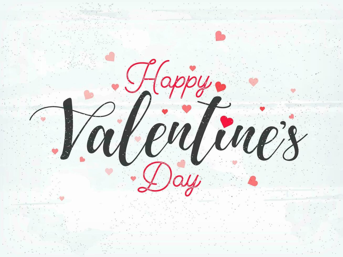 Happy Valentine's Day Font Decorated with Tiny Hearts on White Texture Background. vector